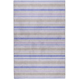 9' X 12' Navy Blue And Taupe Striped Shag Washable Area Rug With UV Protection - HomeRoots - Flyclothing LLC