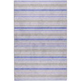 10' X 14' Navy Blue And Taupe Striped Shag Washable Area Rug With UV Protection - HomeRoots - Flyclothing LLC