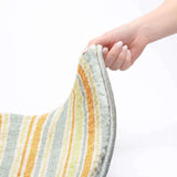 3' X 5' Orange And Green Striped Shag Washable Area Rug With UV Protection - HomeRoots - Flyclothing LLC