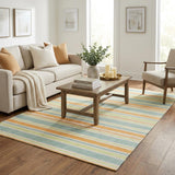 5' X 8' Orange And Green Striped Shag Washable Area Rug With UV Protection - HomeRoots - Flyclothing LLC