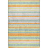 5' X 8' Orange And Green Striped Shag Washable Area Rug With UV Protection - HomeRoots - Flyclothing LLC