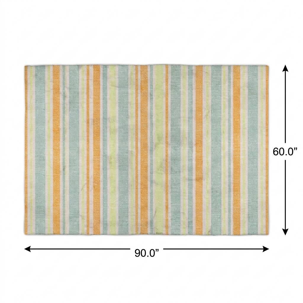 5' X 8' Orange And Green Striped Shag Washable Area Rug With UV Protection - HomeRoots - Flyclothing LLC
