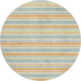 8' Orange And Green Striped Shag Washable Round Rug With UV Protection - HomeRoots - Flyclothing LLC