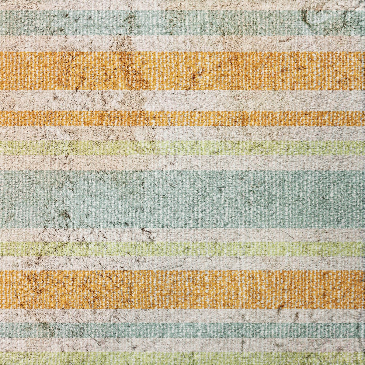 8' Orange And Green Striped Shag Washable Round Rug With UV Protection - HomeRoots - Flyclothing LLC