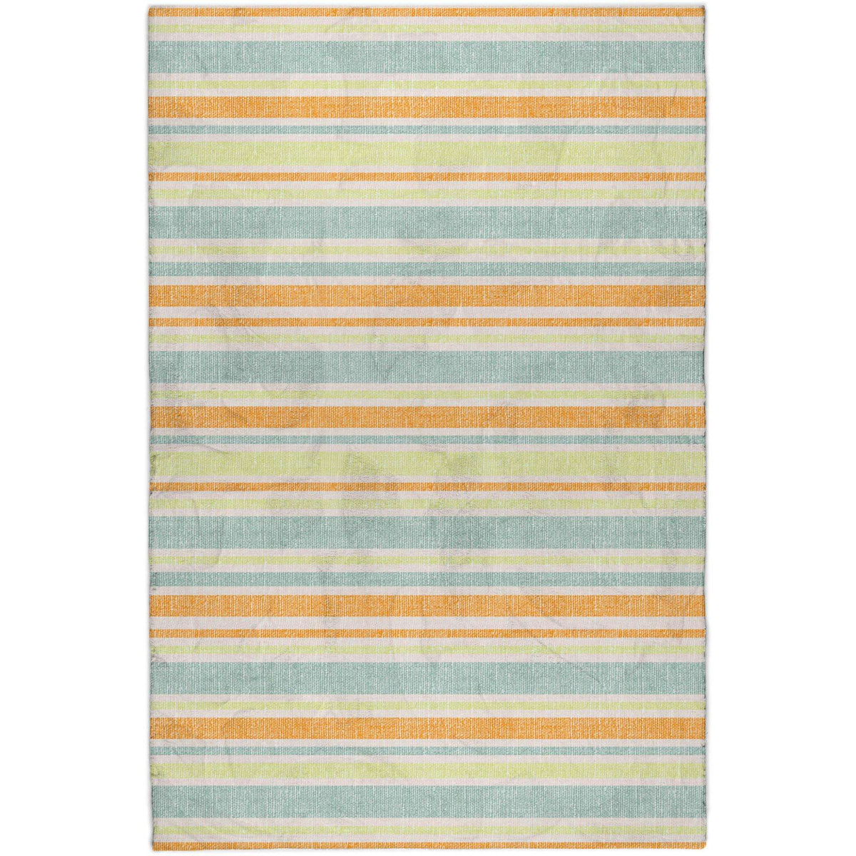 8' X 10' Orange And Green Striped Shag Washable Area Rug With UV Protection - HomeRoots - Flyclothing LLC