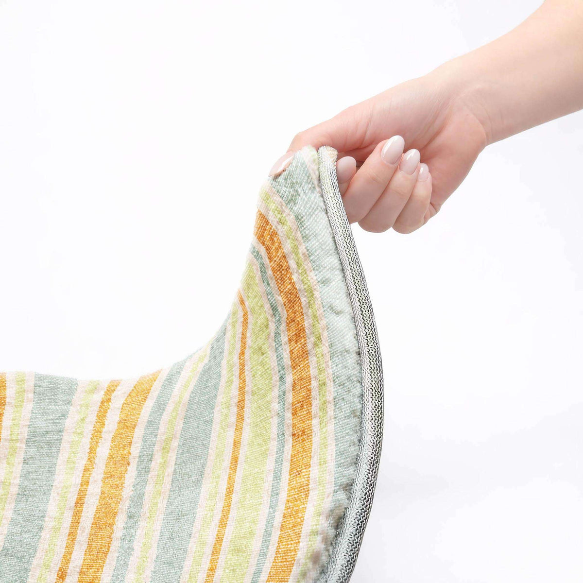 8' X 10' Orange And Green Striped Shag Washable Area Rug With UV Protection - HomeRoots - Flyclothing LLC