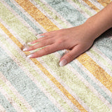 8' X 10' Orange And Green Striped Shag Washable Area Rug With UV Protection - HomeRoots - Flyclothing LLC