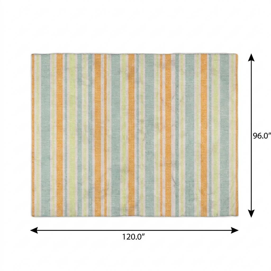 8' X 10' Orange And Green Striped Shag Washable Area Rug With UV Protection - HomeRoots - Flyclothing LLC