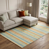 9' X 12' Orange And Green Striped Shag Washable Area Rug With UV Protection - HomeRoots - Flyclothing LLC