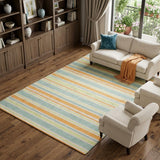 10' X 14' Orange And Green Striped Shag Washable Area Rug With UV Protection - HomeRoots - Flyclothing LLC