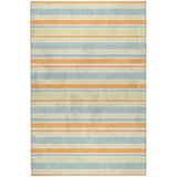 10' X 14' Orange And Green Striped Shag Washable Area Rug With UV Protection - HomeRoots - Flyclothing LLC
