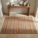 3' X 5' Orange And Terra Cotta Striped Shag Washable Area Rug With UV Protection - HomeRoots - Flyclothing LLC