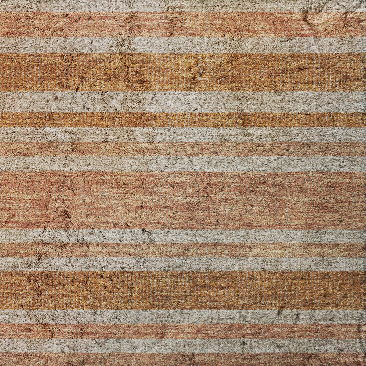 3' X 5' Orange And Terra Cotta Striped Shag Washable Area Rug With UV Protection - HomeRoots - Flyclothing LLC