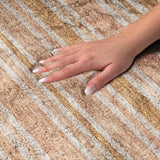 3' X 5' Orange And Terra Cotta Striped Shag Washable Area Rug With UV Protection - HomeRoots - Flyclothing LLC