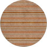 8' Orange And Terra Cotta Striped Shag Washable Round Rug With UV Protection - HomeRoots - Flyclothing LLC