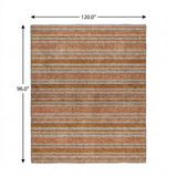 8' X 10' Orange And Terra Cotta Striped Shag Washable Area Rug With UV Protection - HomeRoots - Flyclothing LLC