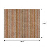 9' X 12' Orange And Terra Cotta Striped Shag Washable Area Rug With UV Protection - HomeRoots - Flyclothing LLC