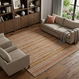 10' X 14' Orange And Terra Cotta Striped Shag Washable Area Rug With UV Protection - HomeRoots - Flyclothing LLC