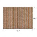 10' X 14' Orange And Terra Cotta Striped Shag Washable Area Rug With UV Protection - HomeRoots - Flyclothing LLC
