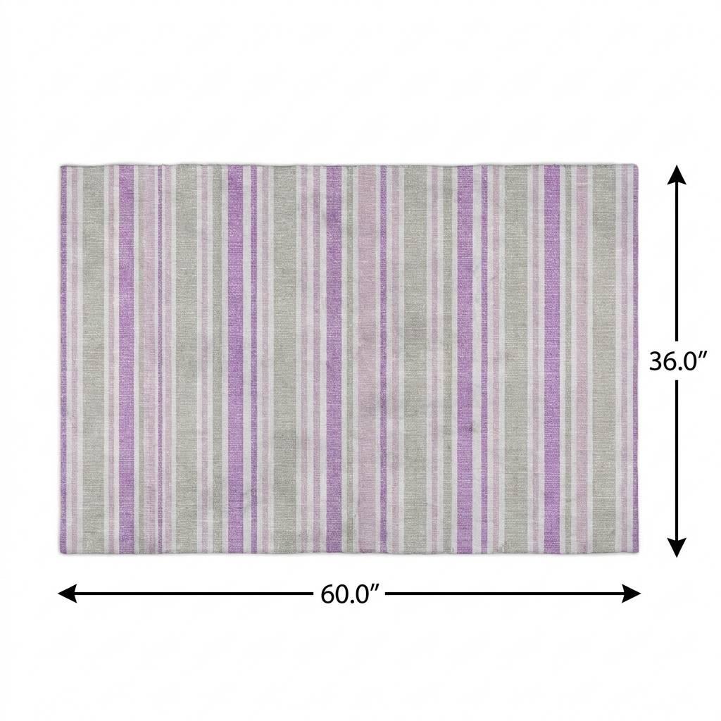 3' X 5' Pearl And Purple Striped Shag Washable Area Rug With UV Protection - HomeRoots - Flyclothing LLC