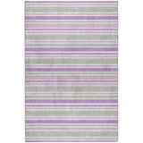5' X 8' Pearl And Purple Striped Shag Washable Area Rug With UV Protection - HomeRoots - Flyclothing LLC