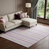 8' X 10' Pearl And Purple Striped Shag Washable Area Rug With UV Protection - HomeRoots - Flyclothing LLC