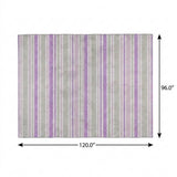 8' X 10' Pearl And Purple Striped Shag Washable Area Rug With UV Protection - HomeRoots - Flyclothing LLC