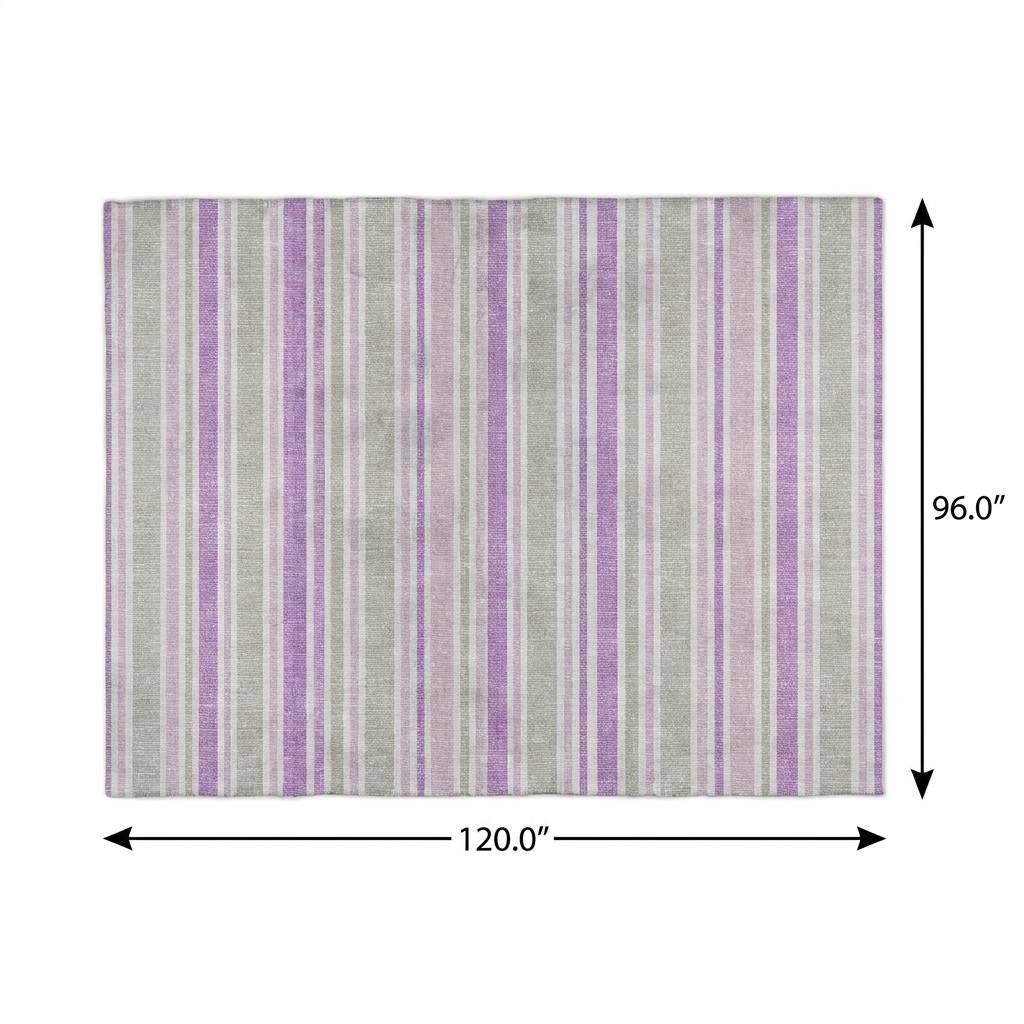 8' X 10' Pearl And Purple Striped Shag Washable Area Rug With UV Protection - HomeRoots - Flyclothing LLC