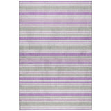 9' X 12' Pearl And Purple Striped Shag Washable Area Rug With UV Protection - HomeRoots - Flyclothing LLC