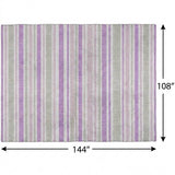 9' X 12' Pearl And Purple Striped Shag Washable Area Rug With UV Protection - HomeRoots - Flyclothing LLC