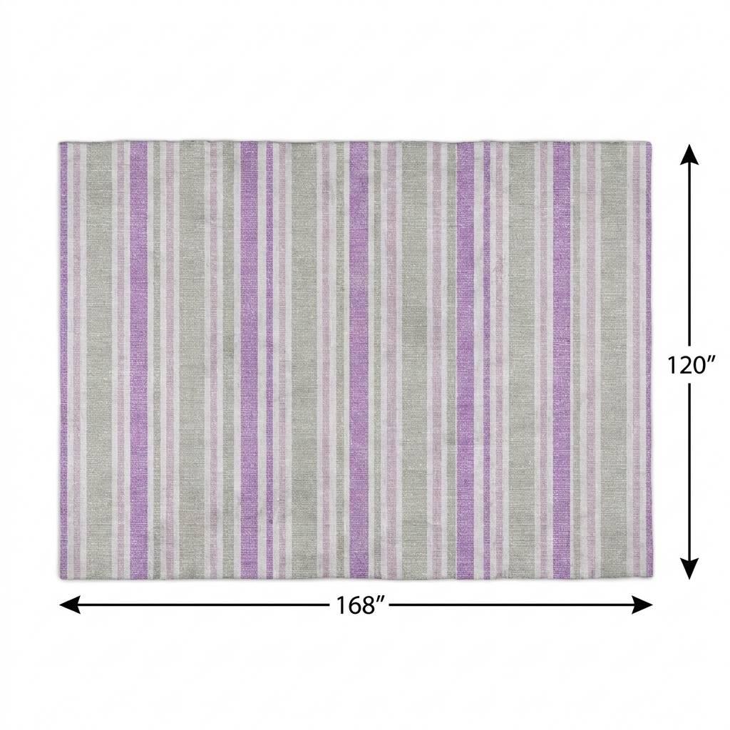 10' X 14' Pearl And Purple Striped Shag Washable Area Rug With UV Protection - HomeRoots - Flyclothing LLC