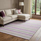 10' X 14' Pearl And Purple Striped Shag Washable Area Rug With UV Protection - HomeRoots - Flyclothing LLC