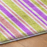 5' X 8' Purple And Blush Striped Shag Washable Area Rug With UV Protection - HomeRoots - Flyclothing LLC