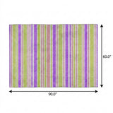 5' X 8' Purple And Blush Striped Shag Washable Area Rug With UV Protection - HomeRoots - Flyclothing LLC