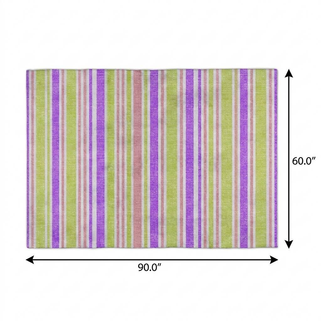5' X 8' Purple And Blush Striped Shag Washable Area Rug With UV Protection - HomeRoots - Flyclothing LLC