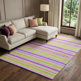 8' X 10' Purple And Blush Striped Shag Washable Area Rug With UV Protection - HomeRoots - Flyclothing LLC