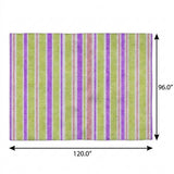 8' X 10' Purple And Blush Striped Shag Washable Area Rug With UV Protection - HomeRoots - Flyclothing LLC