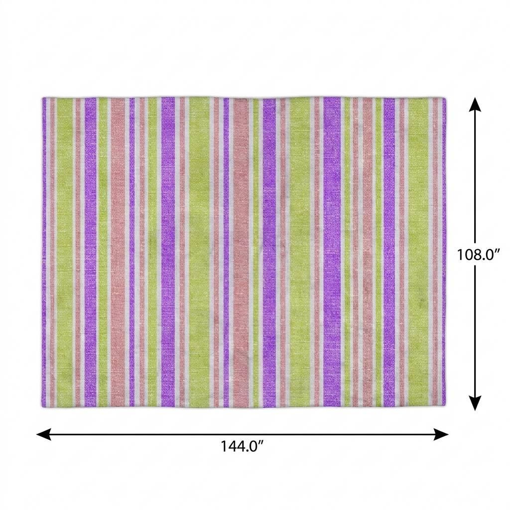 9' X 12' Purple And Blush Striped Shag Washable Area Rug With UV Protection - HomeRoots - Flyclothing LLC
