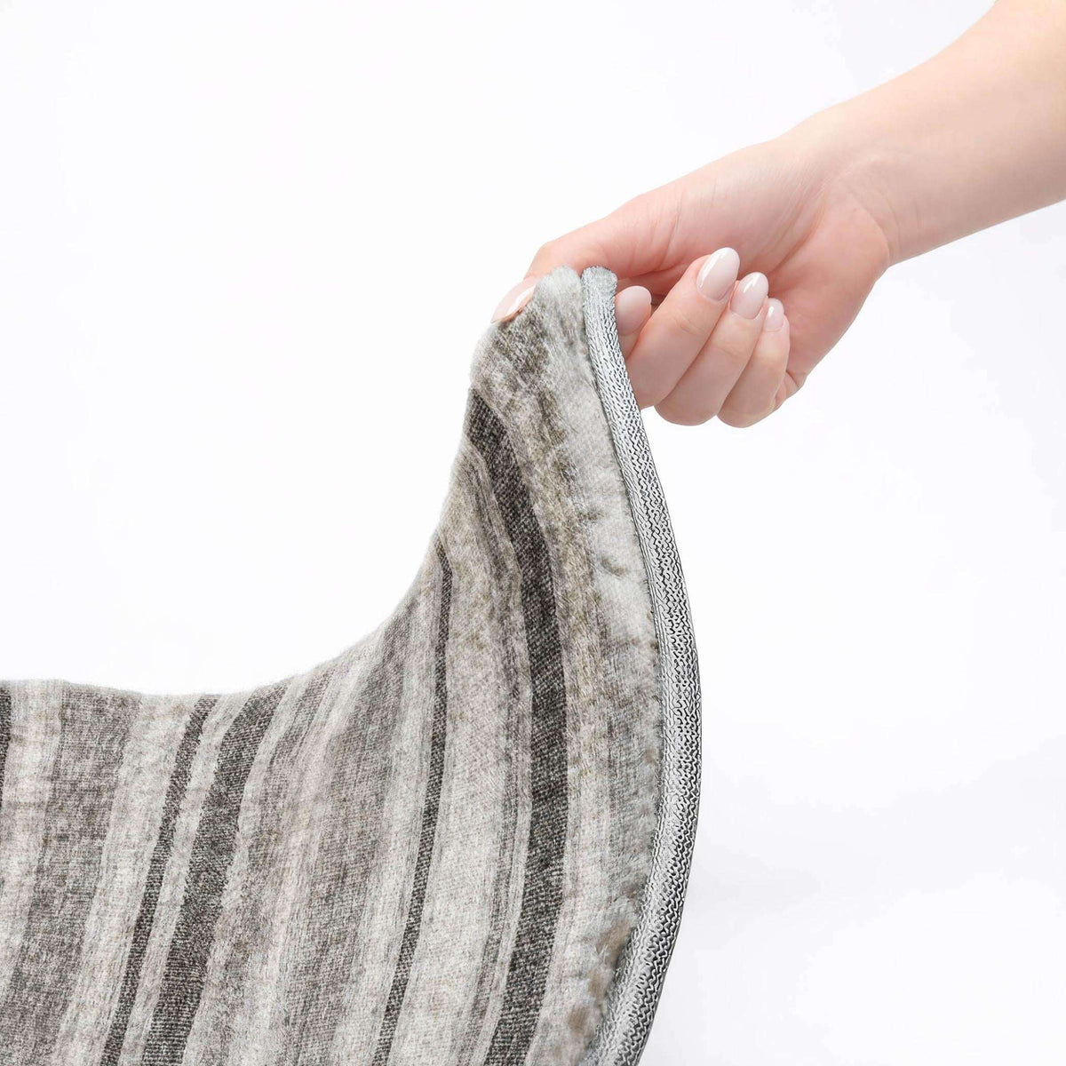3' X 5' Silver And Gray Striped Shag Washable Area Rug With UV Protection - HomeRoots - Flyclothing LLC