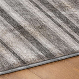 3' X 5' Silver And Gray Striped Shag Washable Area Rug With UV Protection - HomeRoots - Flyclothing LLC