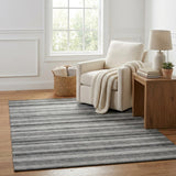 5' X 8' Silver And Gray Striped Shag Washable Area Rug With UV Protection - HomeRoots - Flyclothing LLC