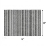 5' X 8' Silver And Gray Striped Shag Washable Area Rug With UV Protection - HomeRoots - Flyclothing LLC