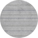 8' Silver And Gray Striped Shag Washable Round Rug With UV Protection - HomeRoots - Flyclothing LLC
