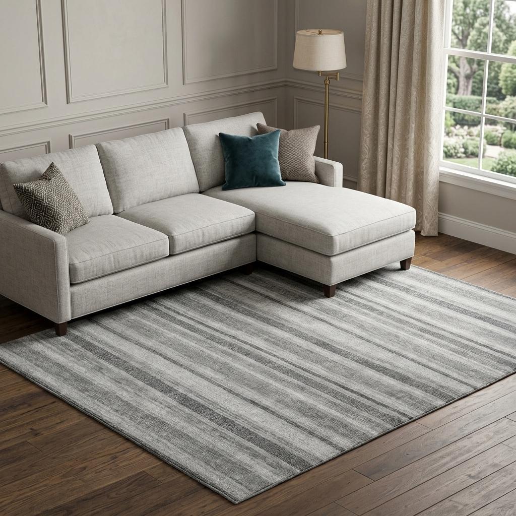 8' X 10' Silver And Gray Striped Shag Washable Area Rug With UV Protection - HomeRoots - Flyclothing LLC