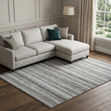 8' X 10' Silver And Gray Striped Shag Washable Area Rug With UV Protection - HomeRoots - Flyclothing LLC