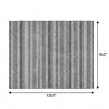 8' X 10' Silver And Gray Striped Shag Washable Area Rug With UV Protection - HomeRoots - Flyclothing LLC