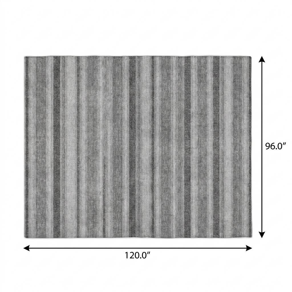 8' X 10' Silver And Gray Striped Shag Washable Area Rug With UV Protection - HomeRoots - Flyclothing LLC