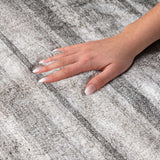 10' X 14' Silver And Gray Striped Shag Washable Area Rug With UV Protection - HomeRoots - Flyclothing LLC