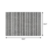 10' X 14' Silver And Gray Striped Shag Washable Area Rug With UV Protection - HomeRoots - Flyclothing LLC