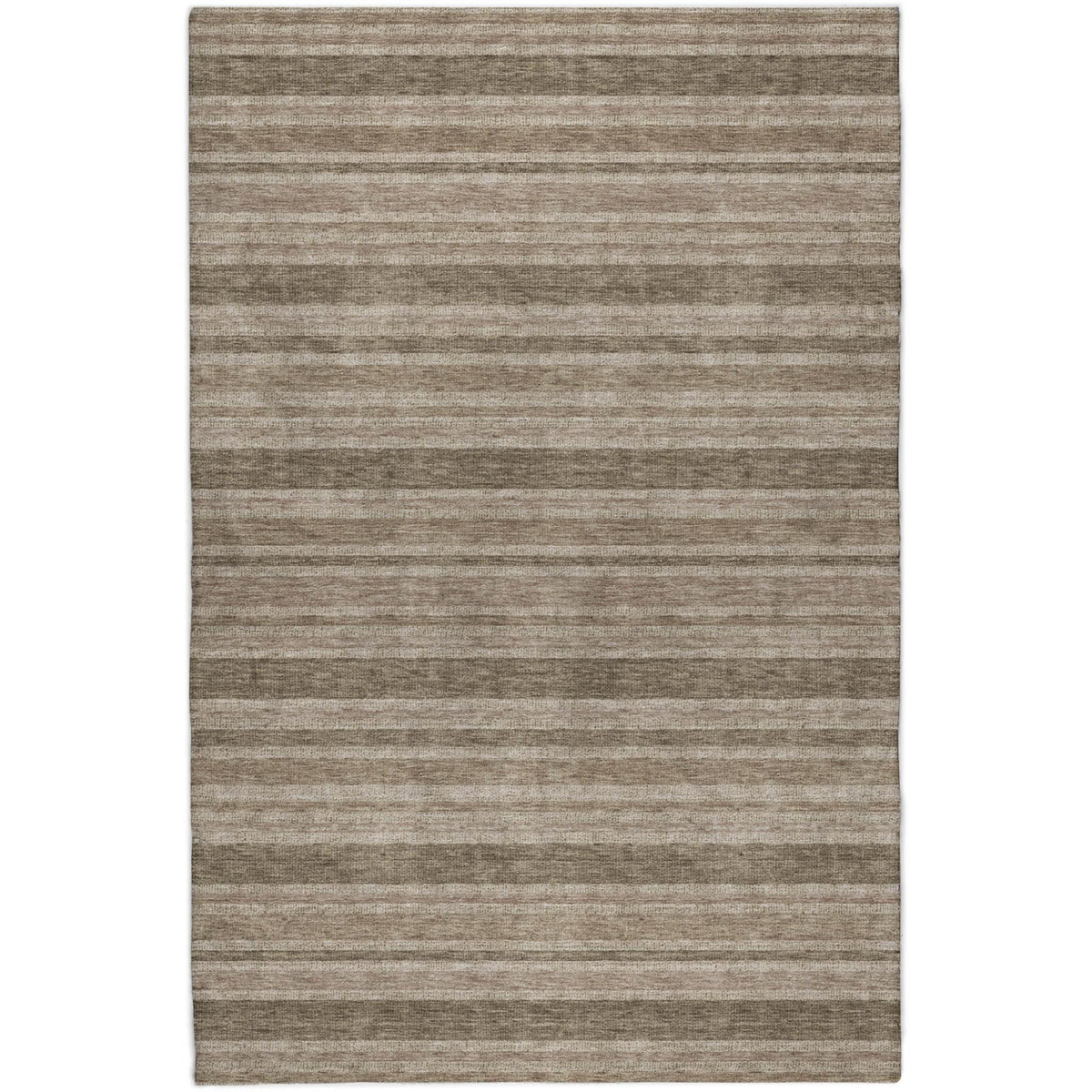 3' X 5' Taupe And Brown Striped Shag Washable Area Rug With UV Protection - HomeRoots - Flyclothing LLC